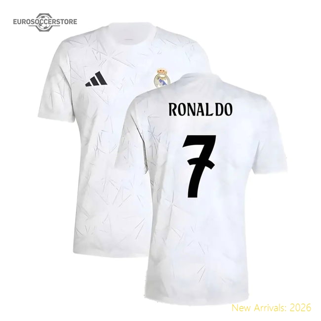 High-quality 2024-2025 Real Madrid Pre-match Shirt (white) (ronaldo 7)