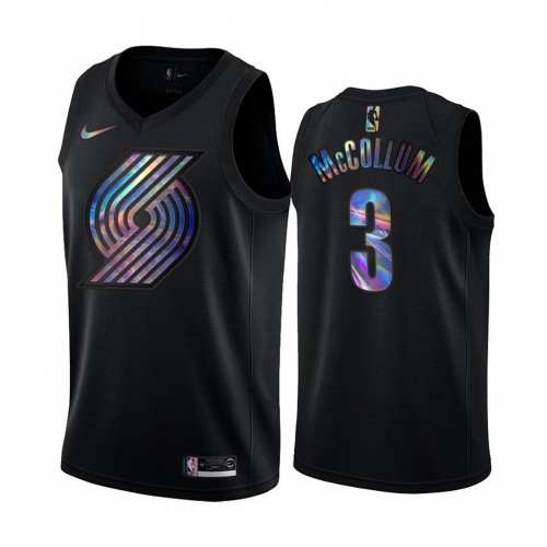 Nike Portland Trail Blazers #3 C.J. McCollum Mens Iridescent Holographic Collection NBA Jersey ¨C Black Mens