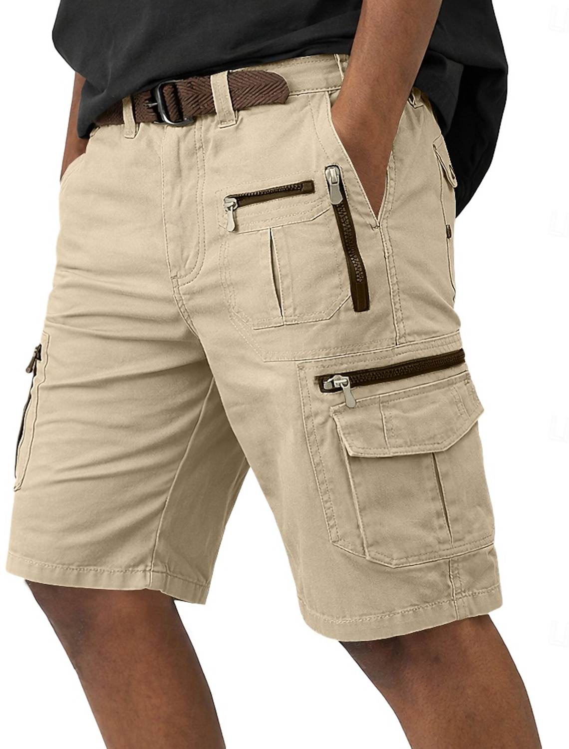 Men's Tactical Cargo Shorts Casual Pocket Elastic Waist Plain