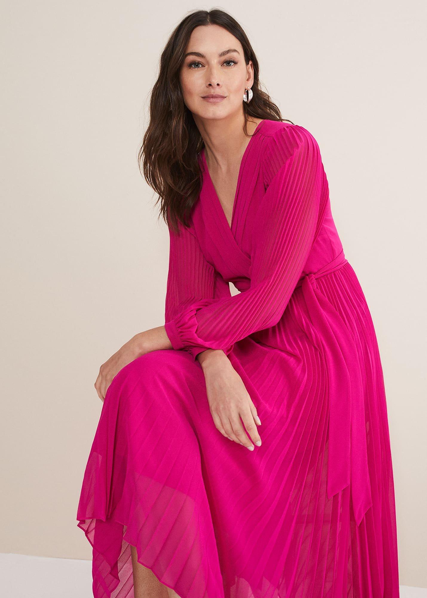 Petra Wrap Pleated Midi Dress