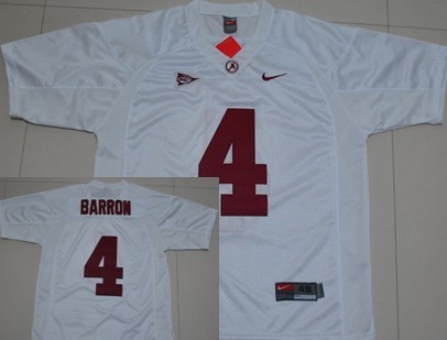Men's Alabama Bama White 2024 alternate jersey Mark Barron #4