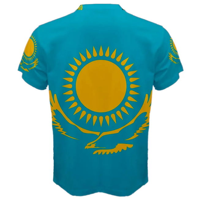 Kazakhstan Flag Sublimated Sports Jersey Quality Euro Oranje