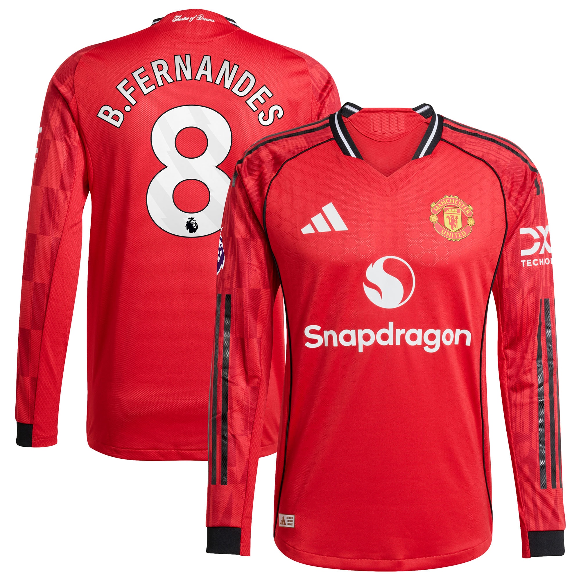 [SJH] Bruno Fernandes Manchester United Home 2025/26 Authentic Player Long Sleeve Jersey - Red
