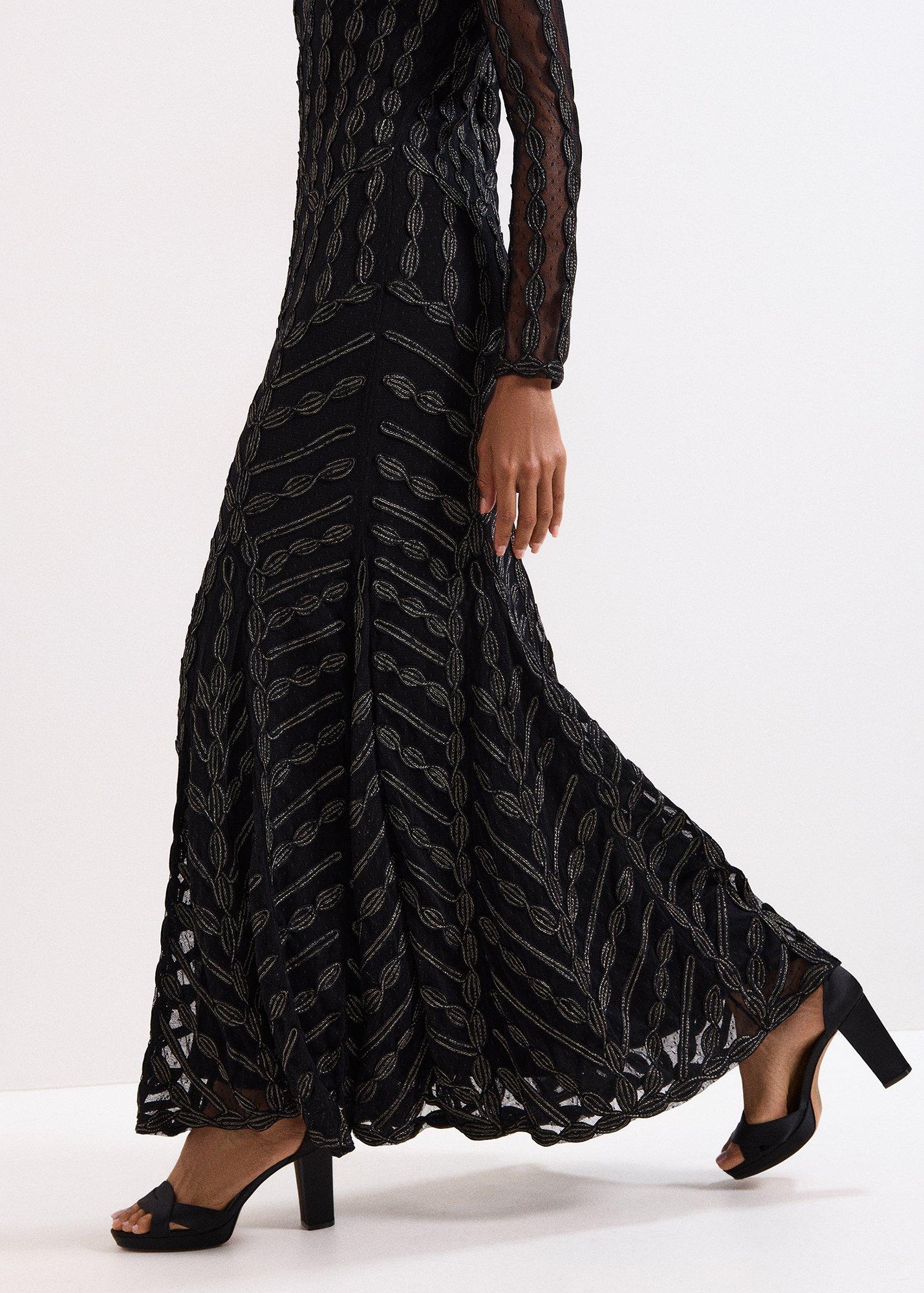 Marie Black Tapework Maxi Dress