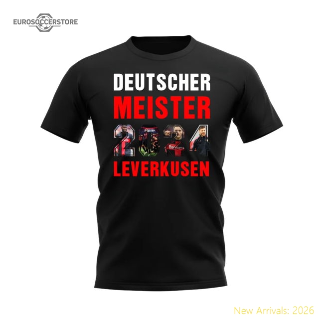 Official Bayer Leverkusen 2024 Deutscher Meister T-Shirt (Black)