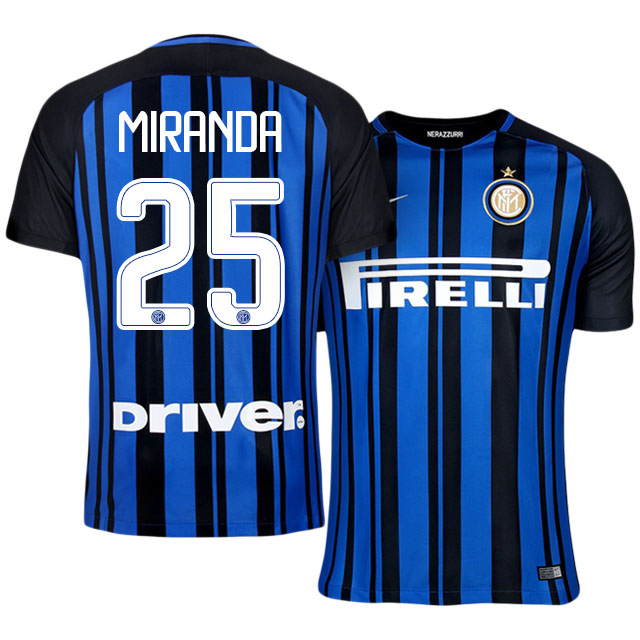 Inter Milan Home 201718 25 Joao Miranda Soccer Jersey Shirt -
