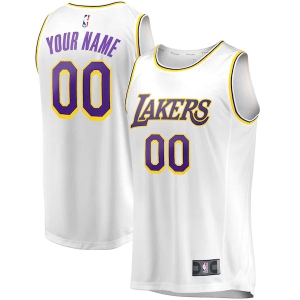 Los Angeles Lakers Youth Fast Break Replica Custom Jersey - Association Edition - White