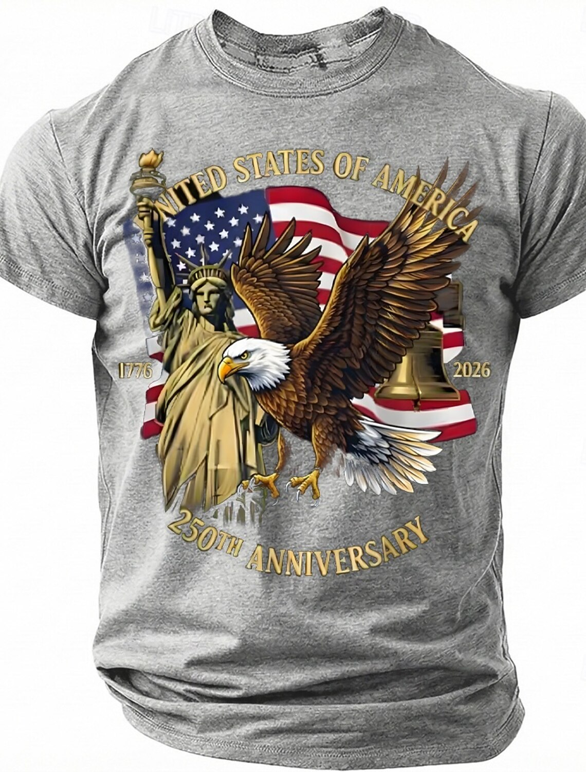 4th of July 2026 250th Memorial Day Men's Bible 3D Print Crew Neck Short Sleeve T-Shirt Daily Street