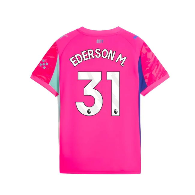 2025-2026 Man City Goalkeeper Home Shirt (Pink) - Kids (Ederson M. ...