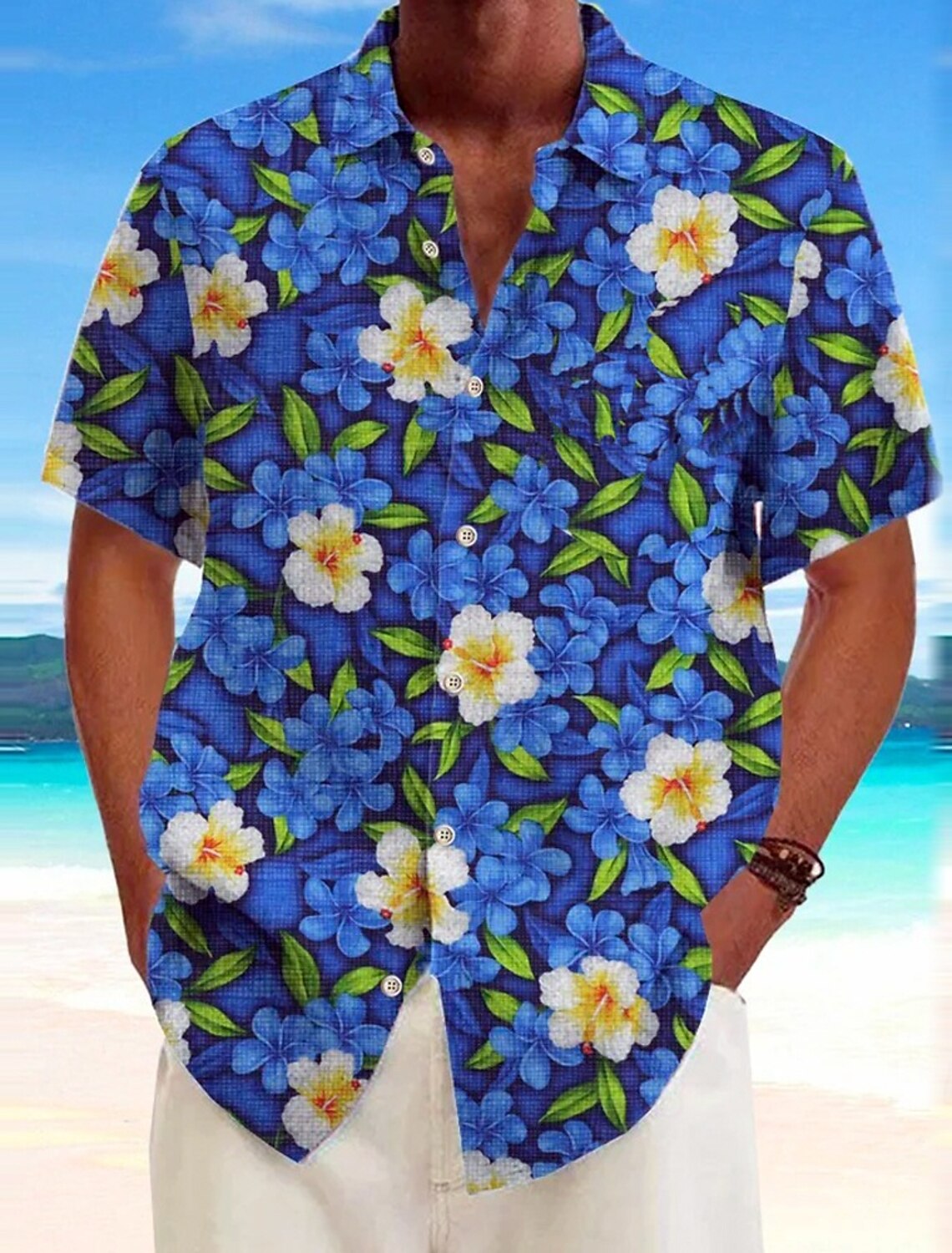 Men's Tie Dye Shirt Button Up Short Sleeve Tropical Fashion Streetwear