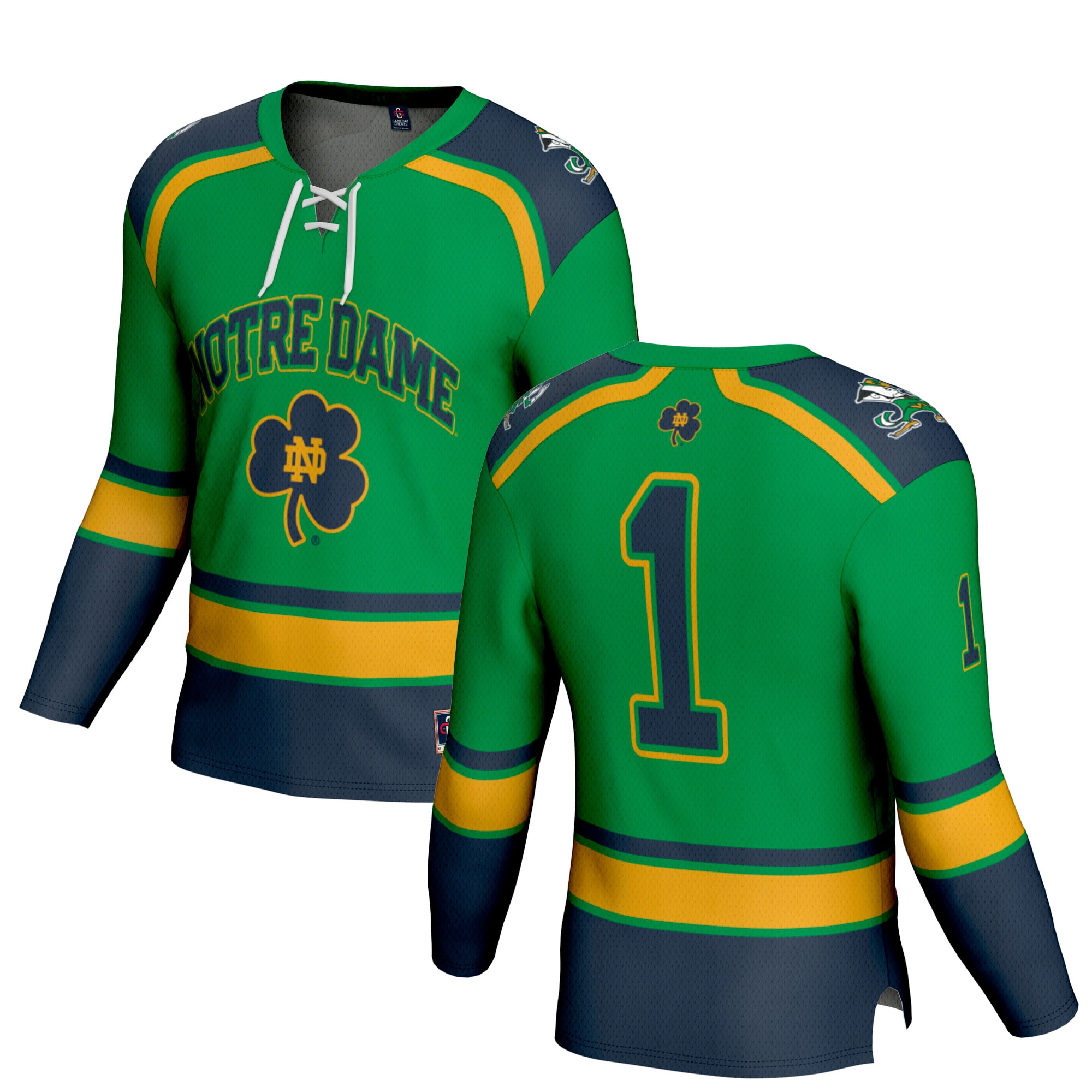 [NJP] Notre Dame Fighting Irish GameDay Greats Lightweight Collegiate Hockey Fashion Jersey - Green
