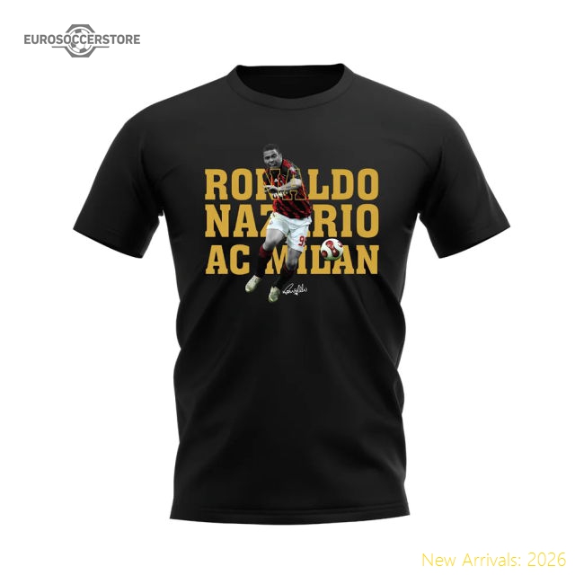 Top-Quality Ronaldo Nazario Ac Milan Player Tee (Black)