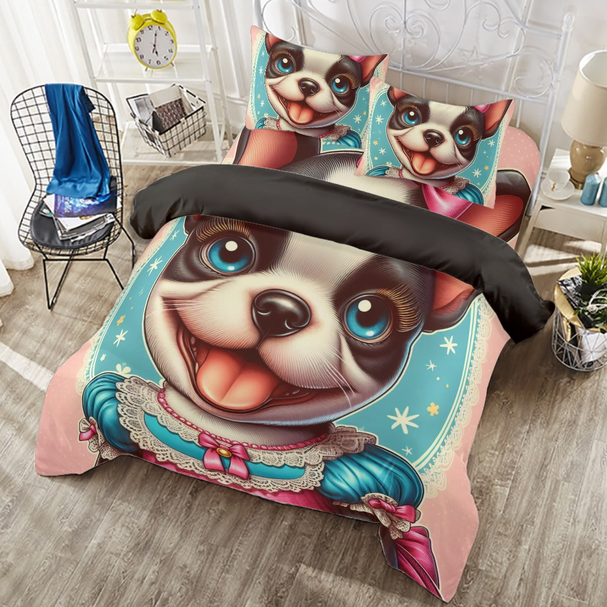 French Bulldog Scout Duvet Cover Set For Boston Terrier Lovers Durable Dog Item