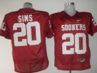 Men's Oklahoma OU Red 2024 moisture wicking Sims Red #20 game jersey