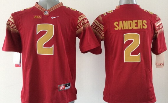 Men's None Red 2014 embroidered Deion Sanders #2 game day Jersey