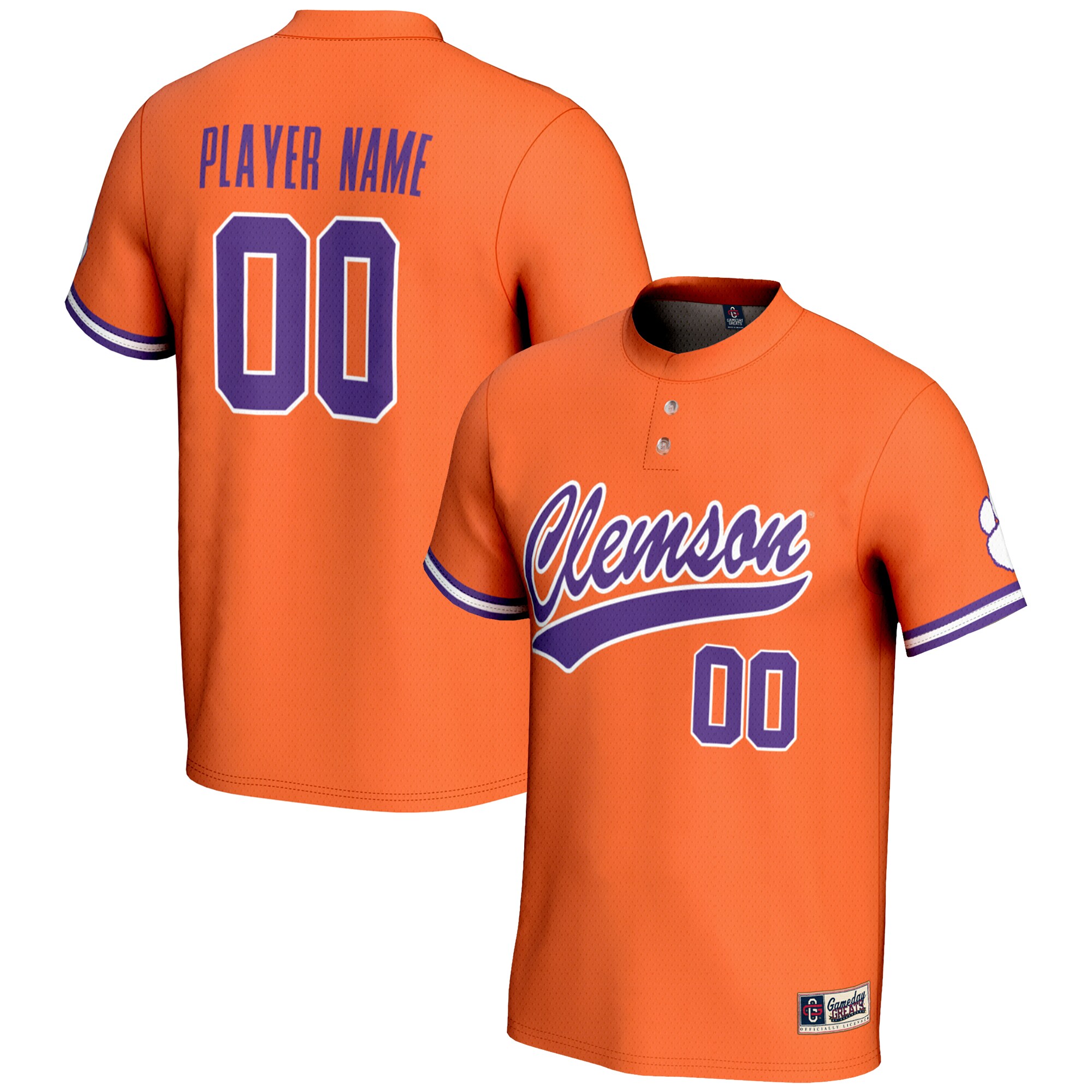 [DDG] Clemson Tigers GameDay Greats Youth NIL Pick-A-Player Lightweight Softball Jersey - Orange