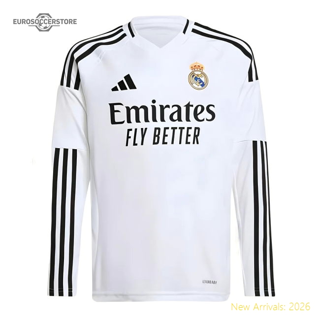Popular 2024-2025 Real Madrid Long Sleeve Home Shirt (Kids)