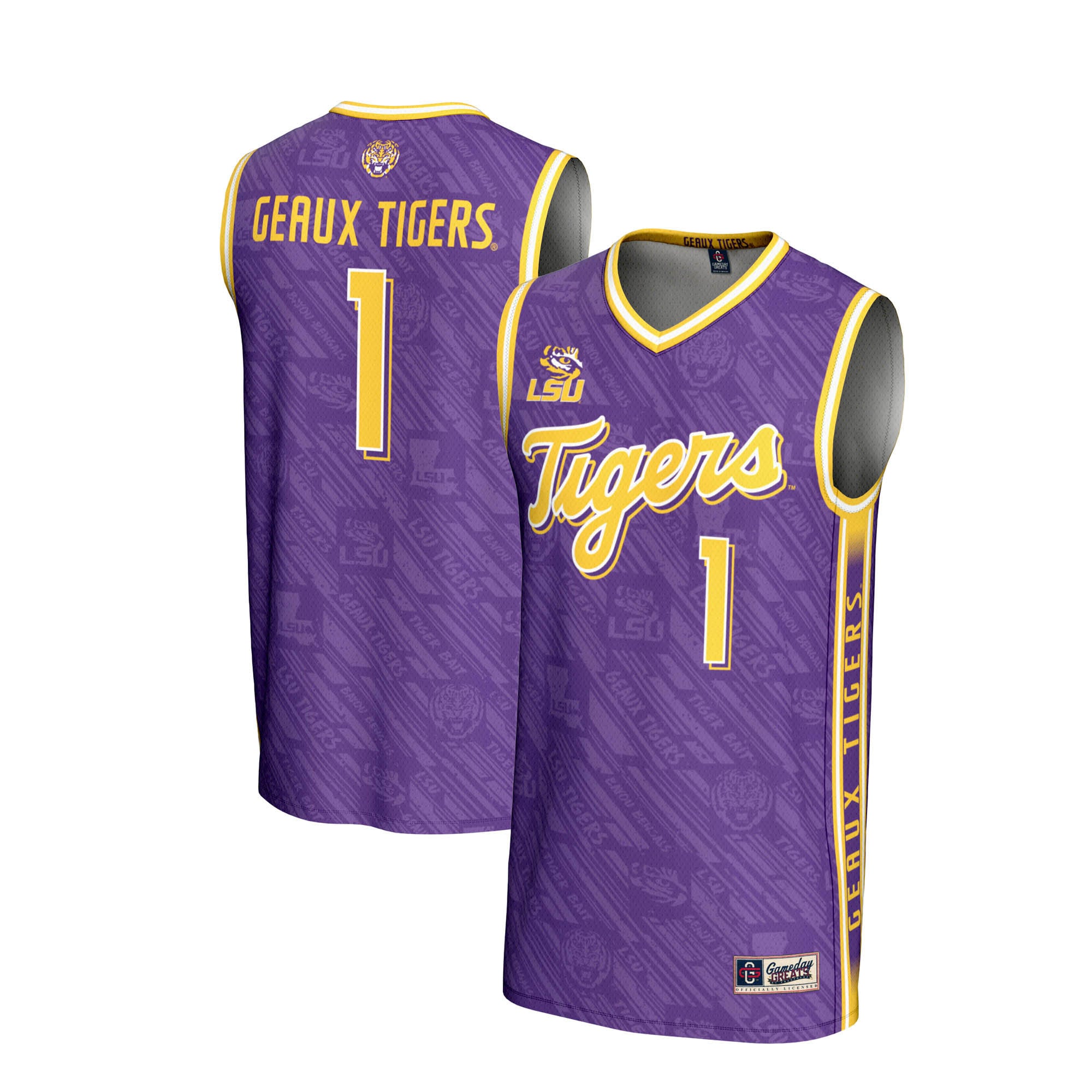 #1 LSU Tigers GameDay Greats Unisex Lightweight Highlight Print Basketball Jersey - Purple