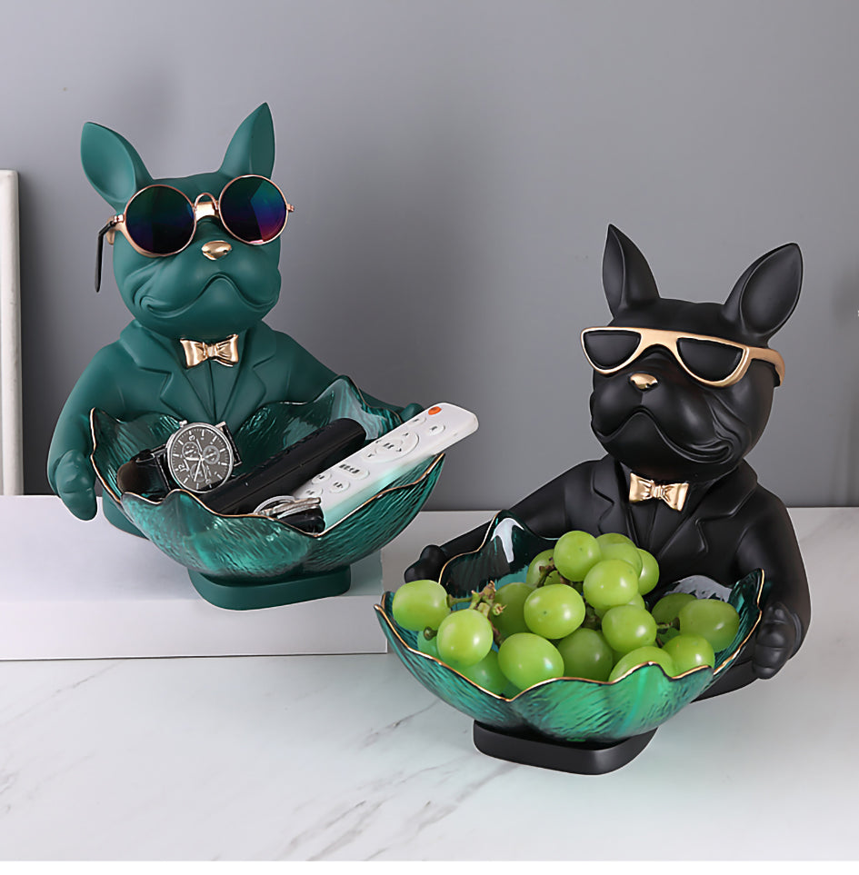 Stylish French Bulldog Figurine Fruit Snacks Candy Tray for Daily Life