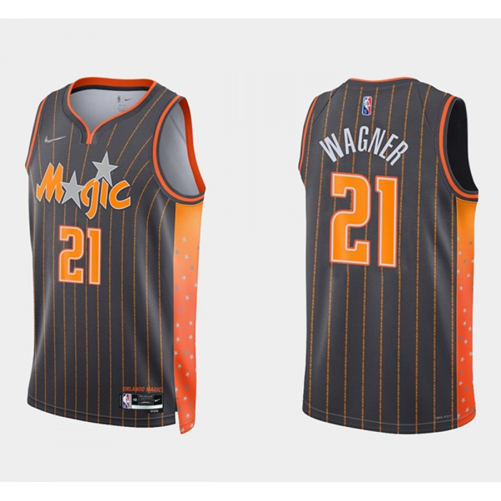 Men's Orlando Magic #21 Moritz Wagner 2021/22 City Edition Black 75th Anniversary Stitched Swingman Jersey