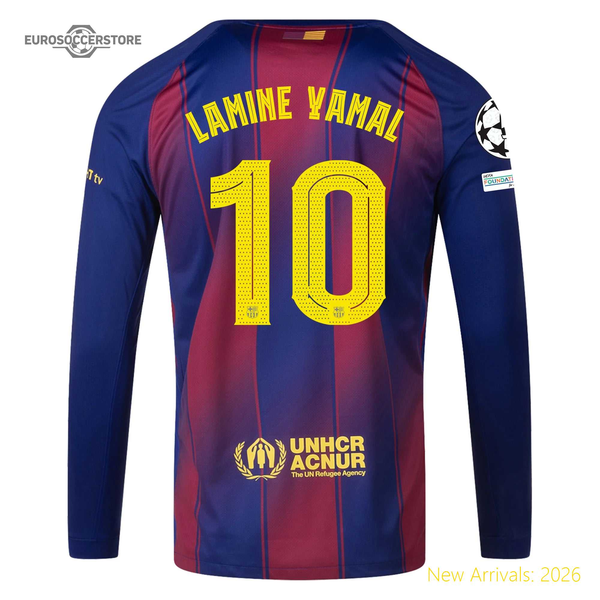 Men Bar Lamine Yamal Barcelona Long Sleeve Home Top-grade Home Jersey