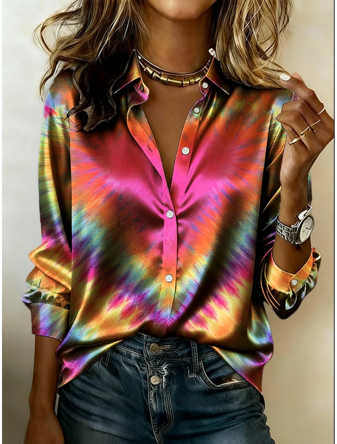 Women's Shirt Satin Shirt Print Floral Graphic Bohemia Vintage Stylish Long Sleeve Shirt Collar Regular Tops Daily Holiday Going out Black Pink Purple Summer Spring Fall
