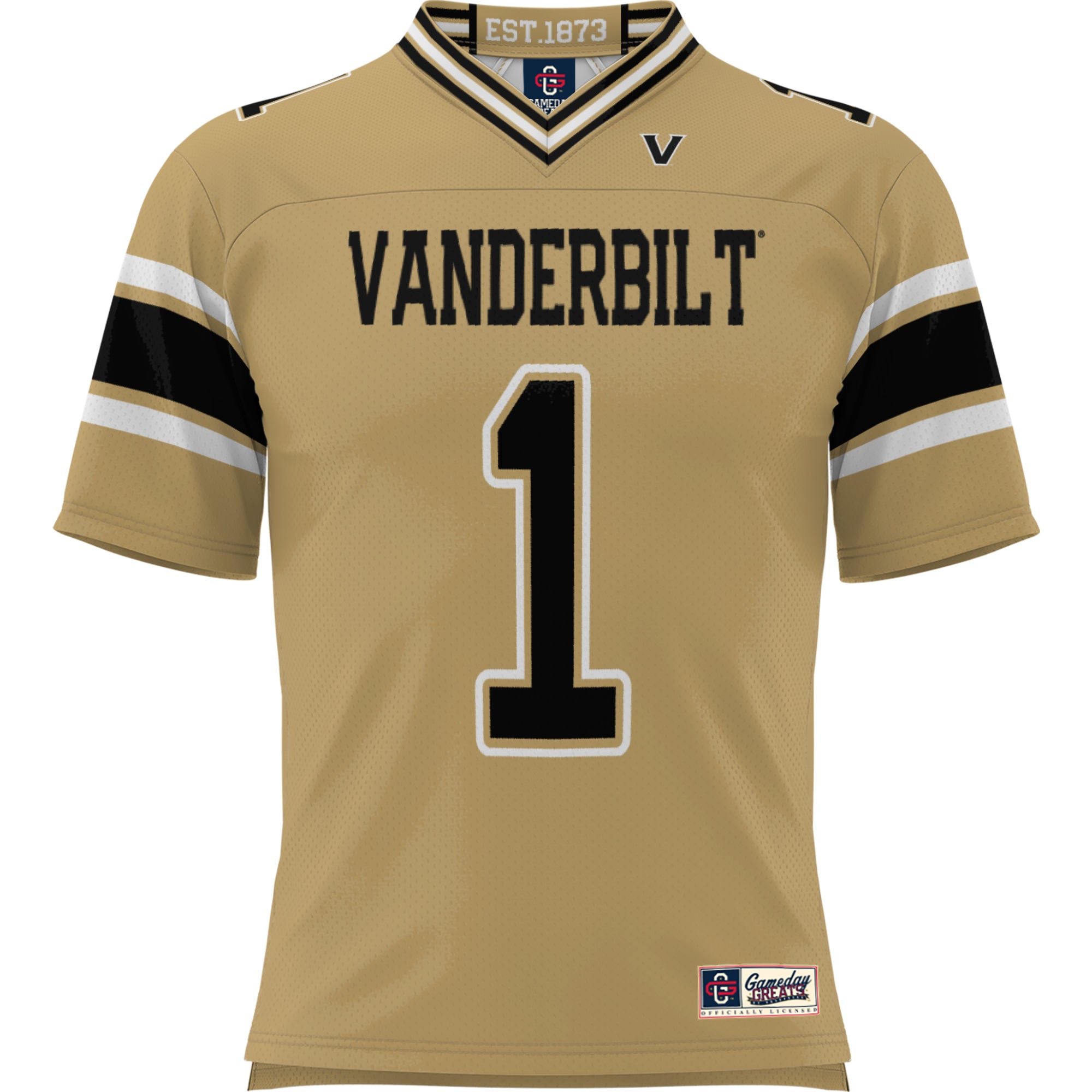 Men's #1 Gold Vanderbilt Commodores Football Jersey