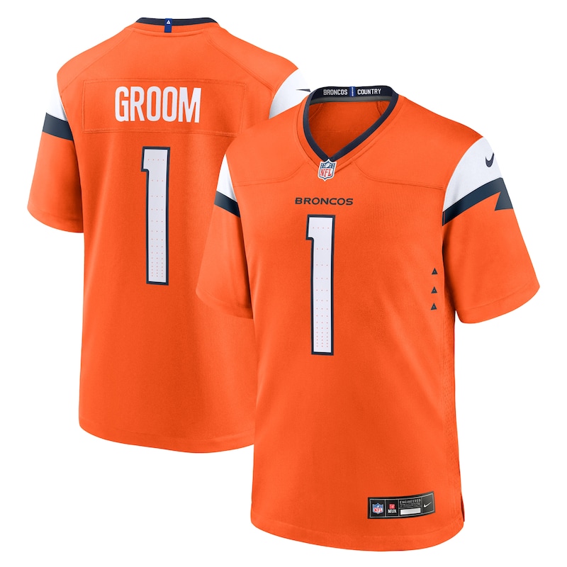 None Number 1 Groom DEN Broncos Bold Affordable Jersey Game Day Wear