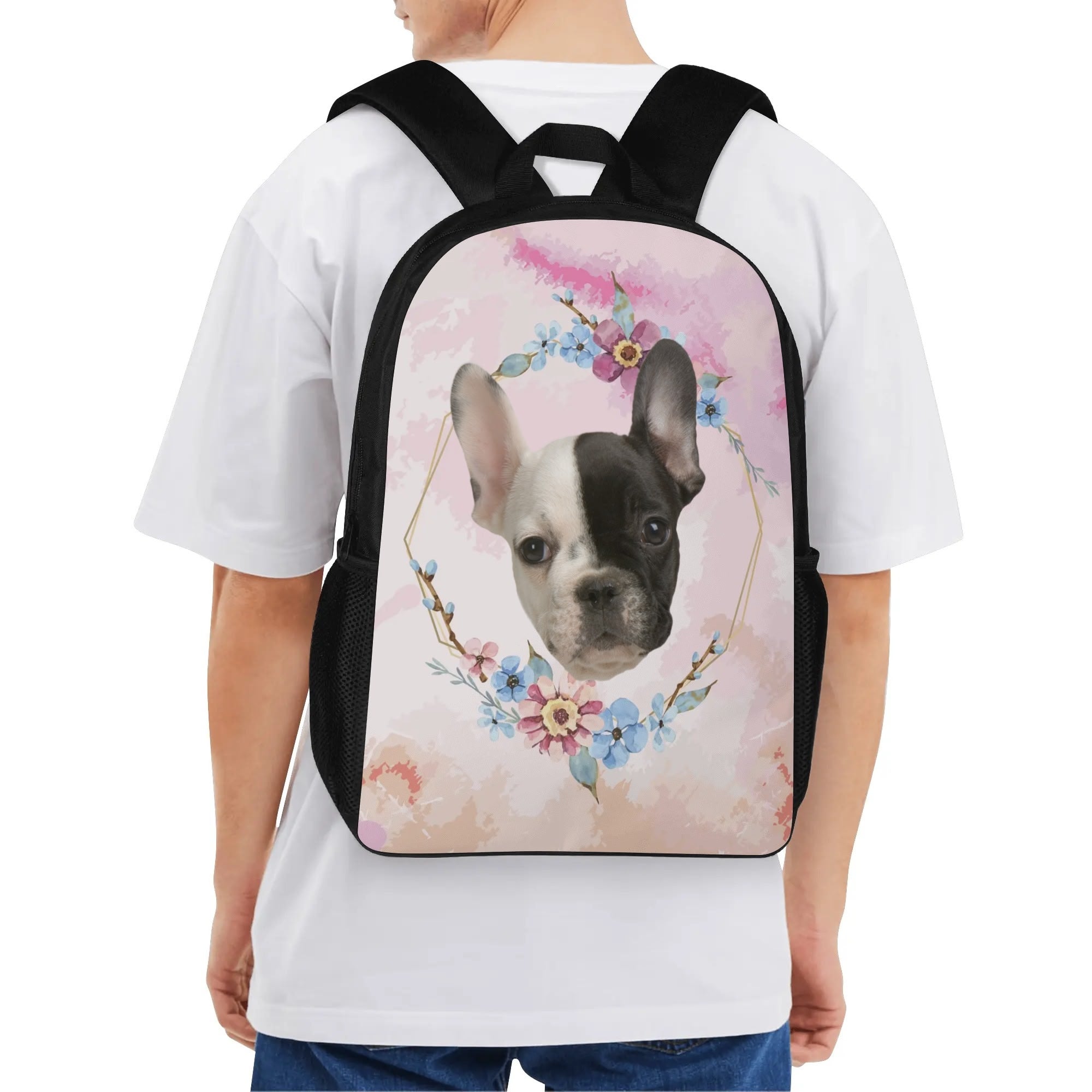 French Bulldog Custom 17 Inch School Backpack With Your French Bulldog