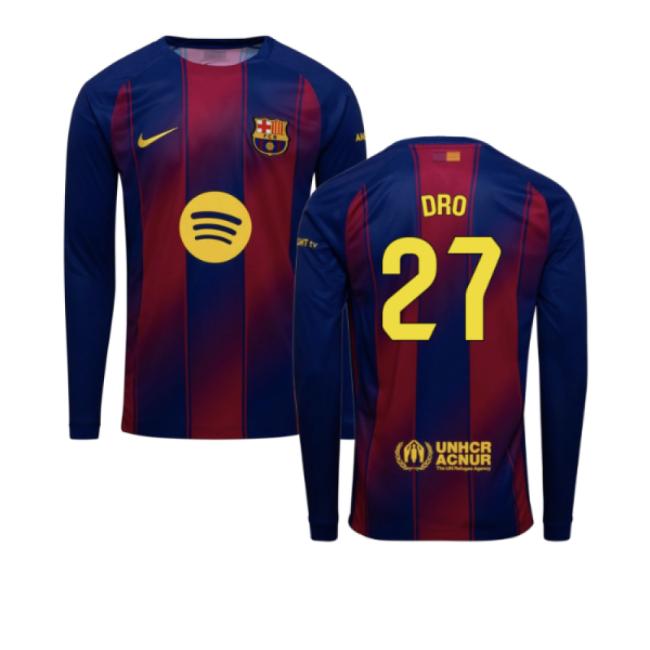 Outstanding 2025-2026 Blaugrana Home Long Sleeve Shirt (dro 27)