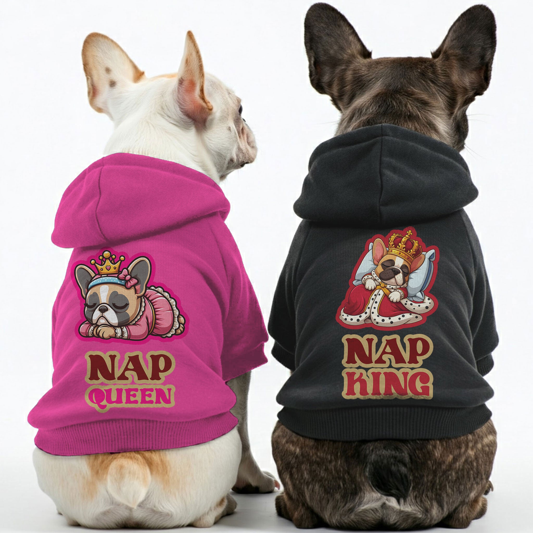 Pet-Lover Nap King And Nap Queen - Matching French Bulldog Hoodies – ...