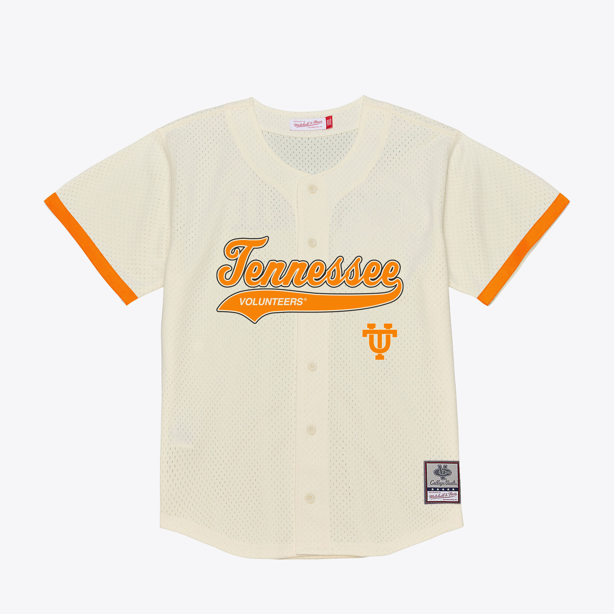 [NJP] Women's Tennessee Volunteers Mesh Button-Up Batting Practice Baseball Jersey - Cream