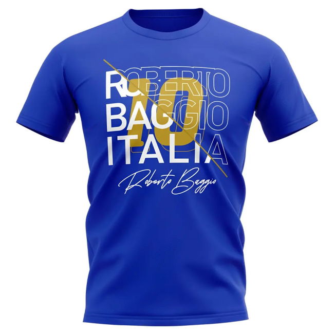 Roberto Baggio Italy Graphic Signature T-Shirt (Blue) Official