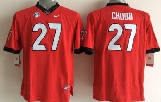 Men's UGA GA Nick Chubb #27 durabl Red 2014 breathable Jersey