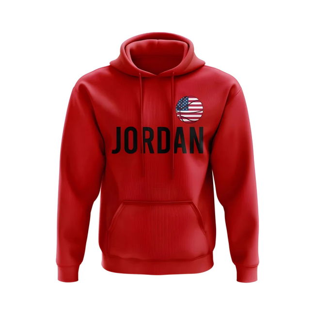 Match-Ready Collector'S-Item Michael Jordan Usa Name Hoody (Red)