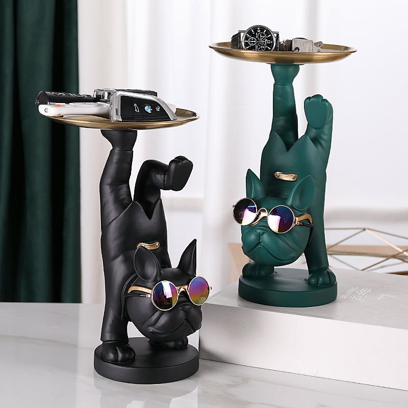 French Bulldog Sculpture Holding Metal Tray Pet Gear | Vet-recommended