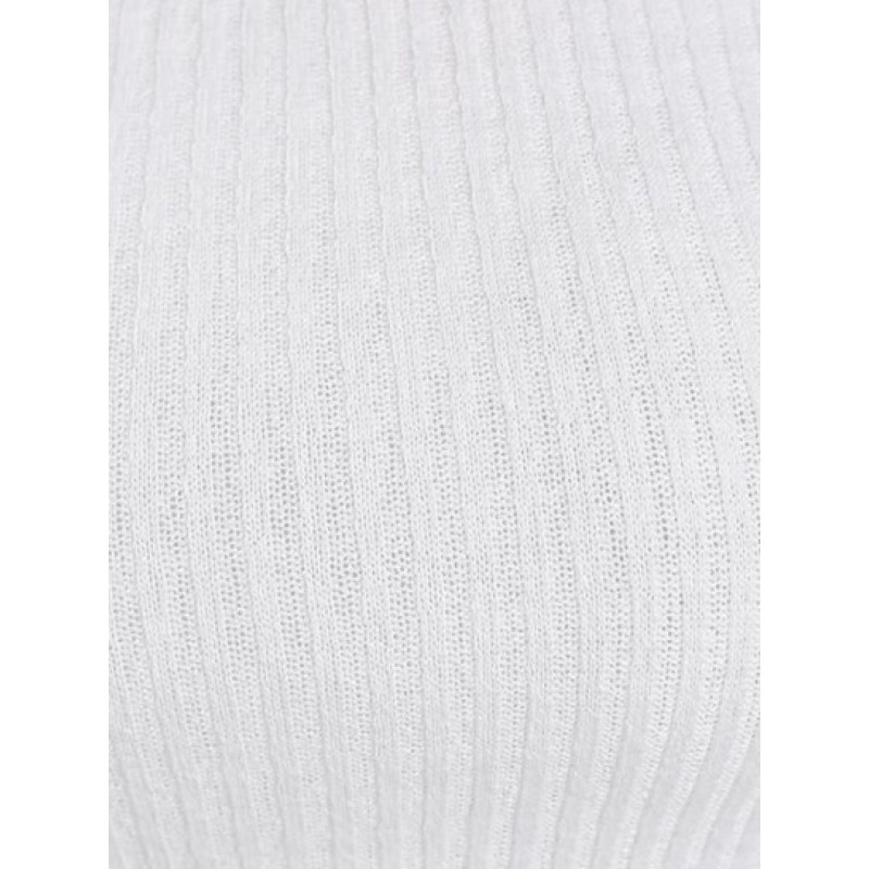 Off Shoulder Ribbed Knit Cropped Tee MP1046