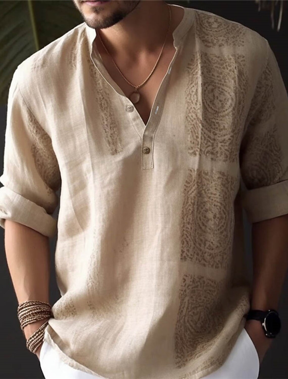 Men's Totem Ethnic Shirt Button Up Long Sleeve Fashion Streetwear