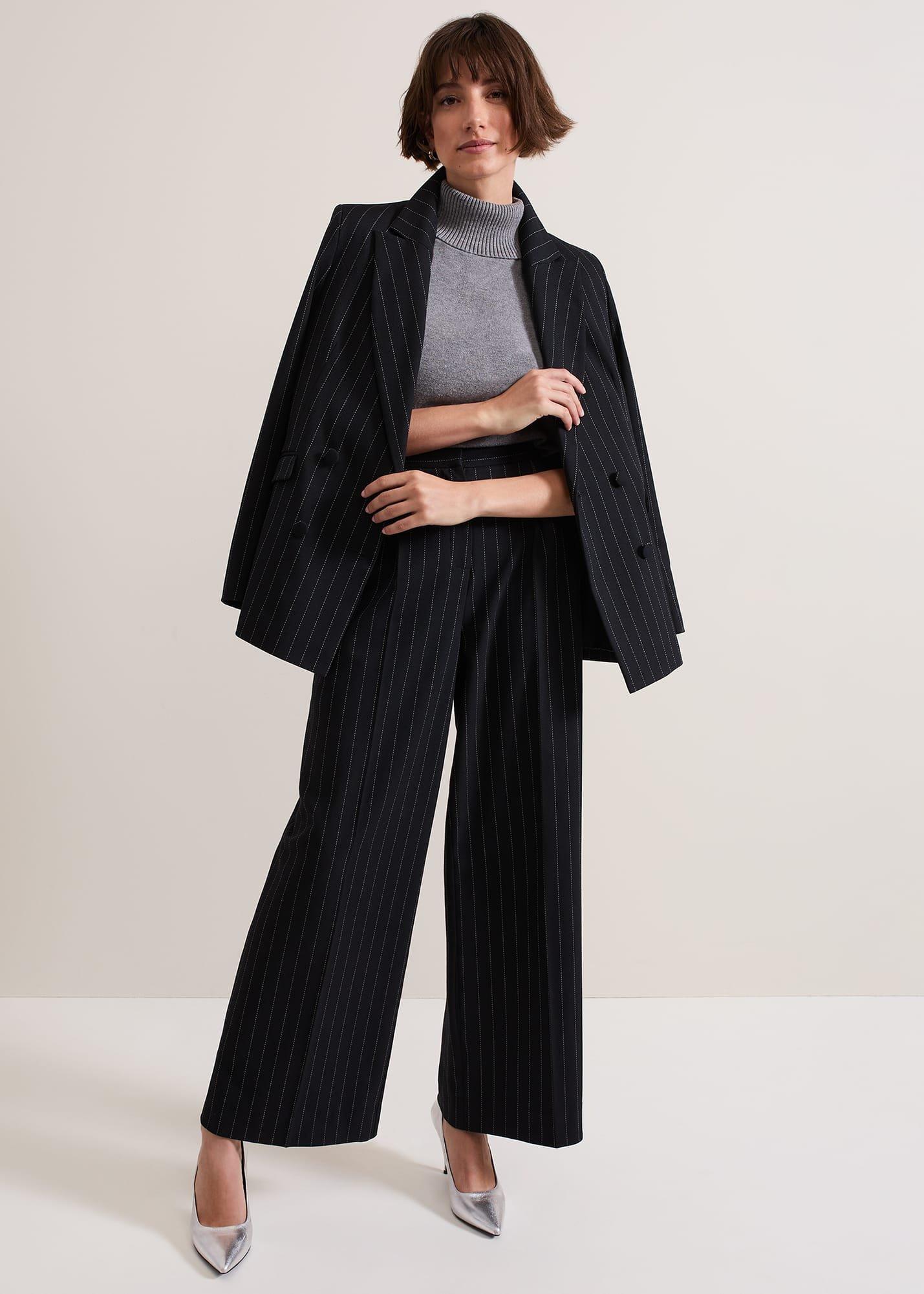 Pia Pinstripe Wide Leg Trousers