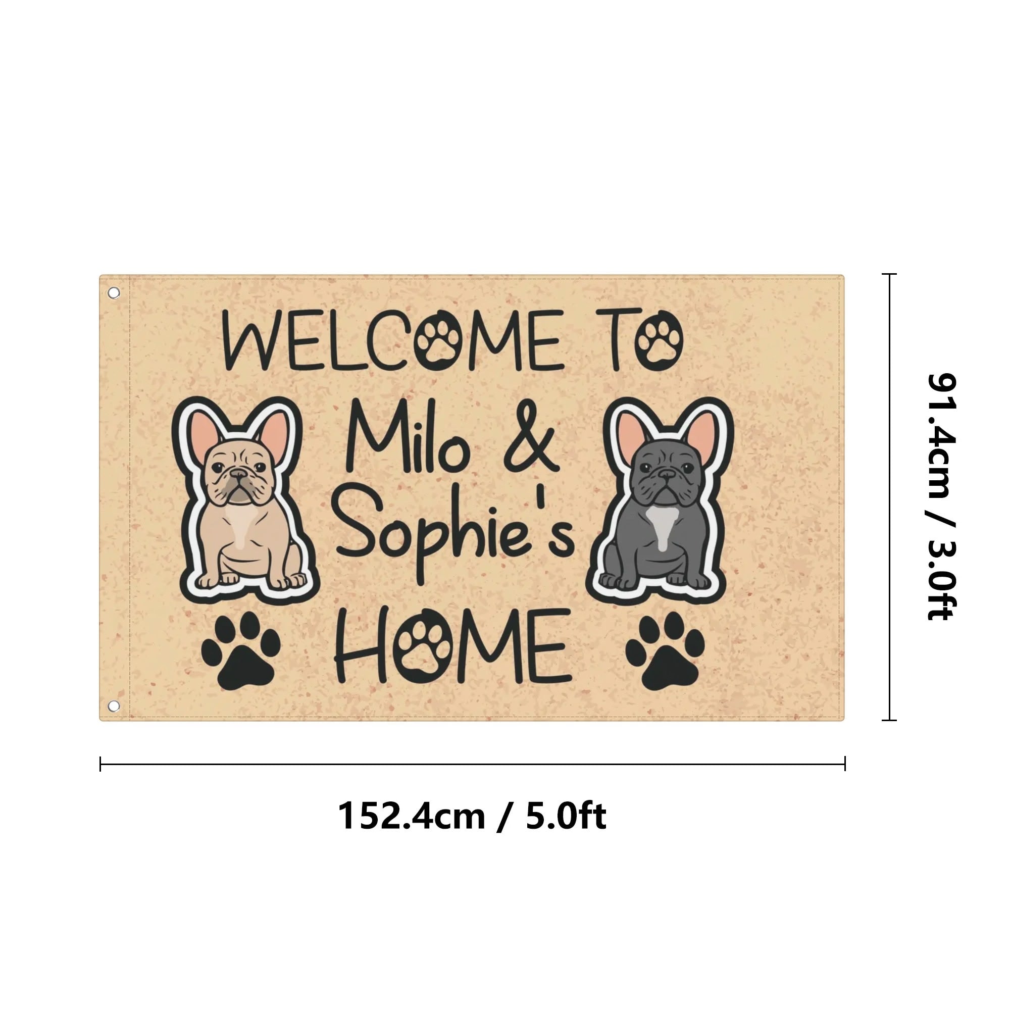 Cozy Personalized French Bulldog Garden Flag With Frenchie Name for Pet