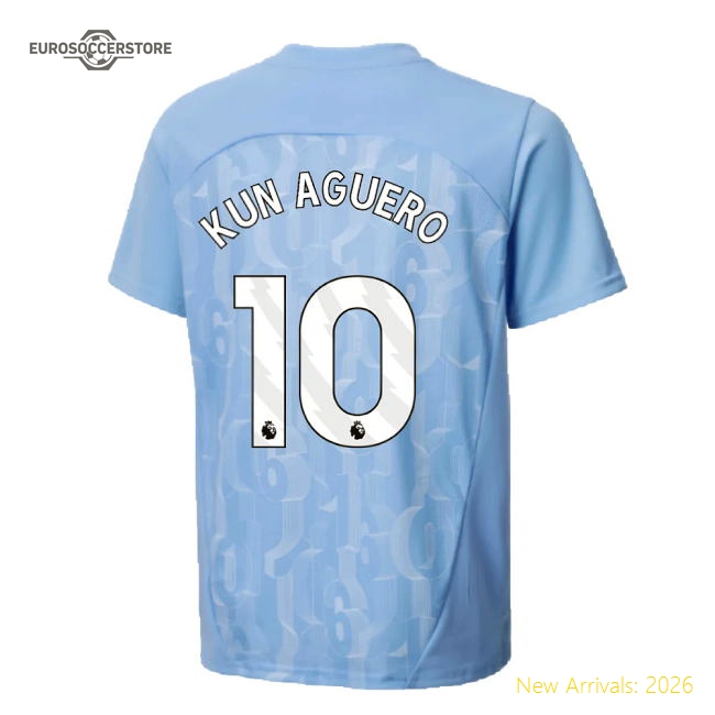 2024-2025 Man City Prematch SS Shirt (Light Blue) - Kids (Kun Aguero 10)