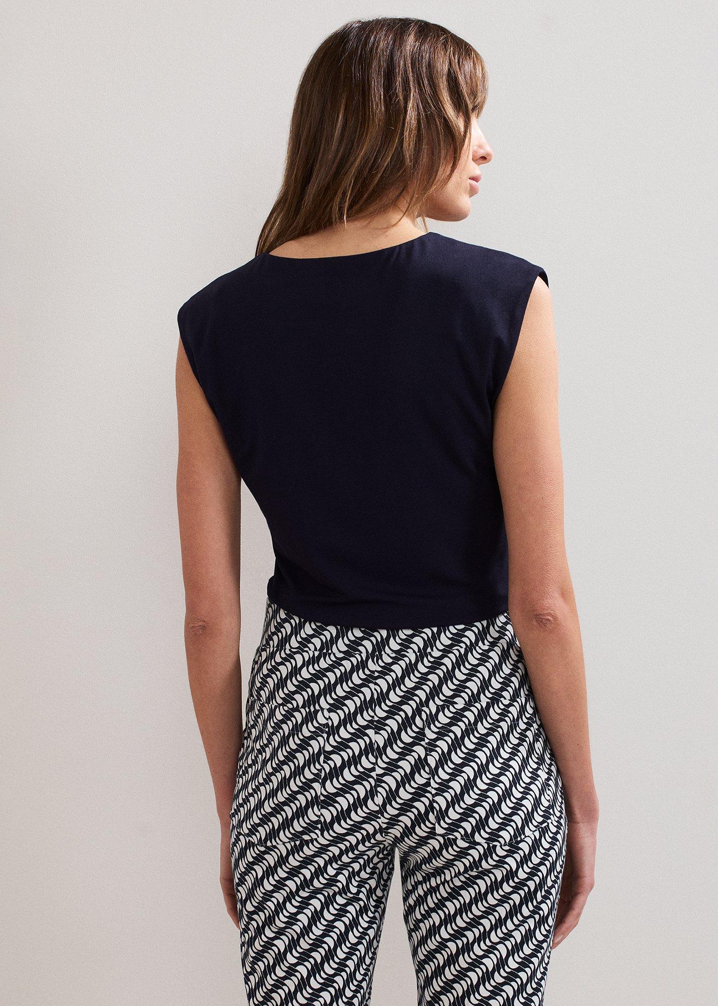 Taia Pleat Front V Neck Top