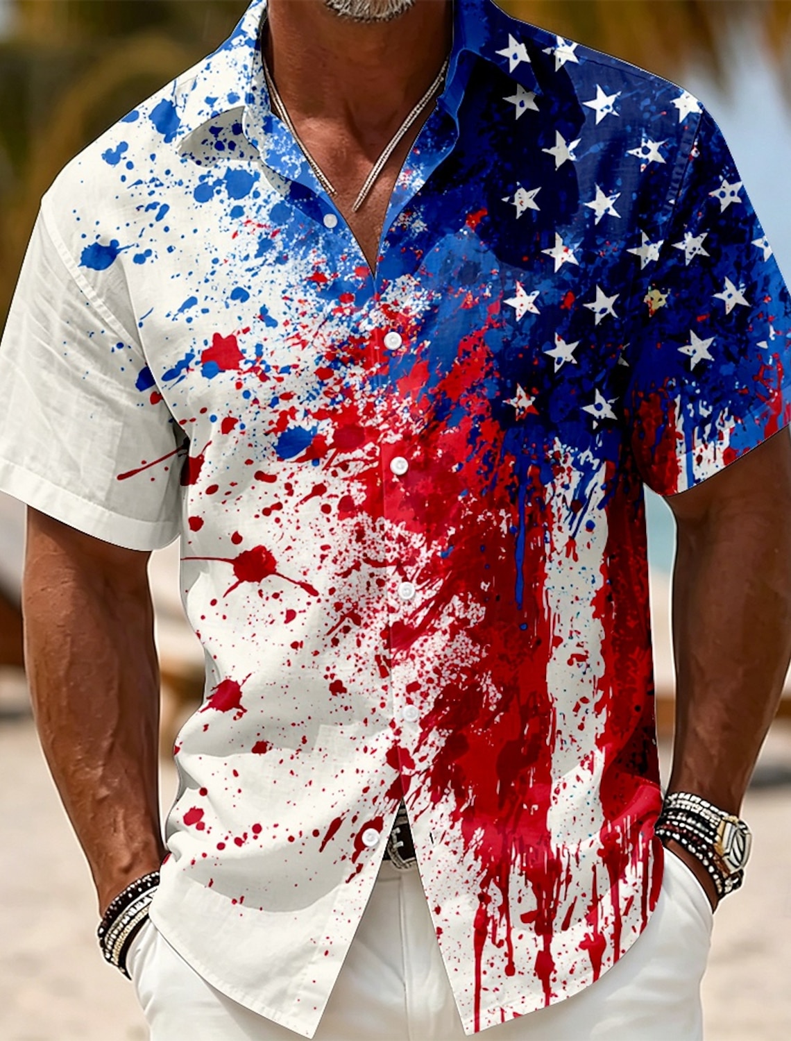 Men's 4th of July U.S. 250th Anniversary Eagle American Flag Shirt Summer Shirt Button Up Shirt Short Sleeve Patriotic Outdoor Holiday Summer Spring Turndown 3D Print Collared Shirts Blue White Red
