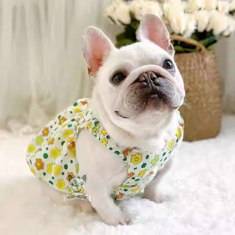 Frenchie Summer Dress – Lightweight Floral Pumpkin Skirt Winter Wear