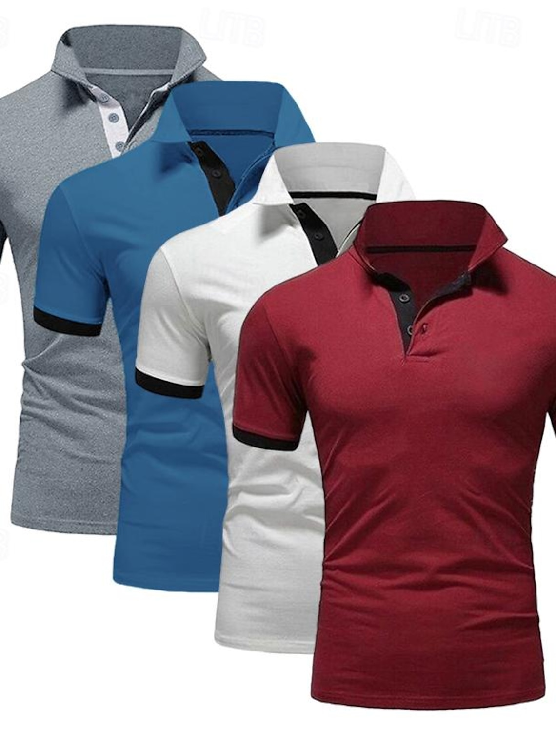 4 Pack Men's Polo T-Shirt Golf Shirt Casual Sports Workwear Office