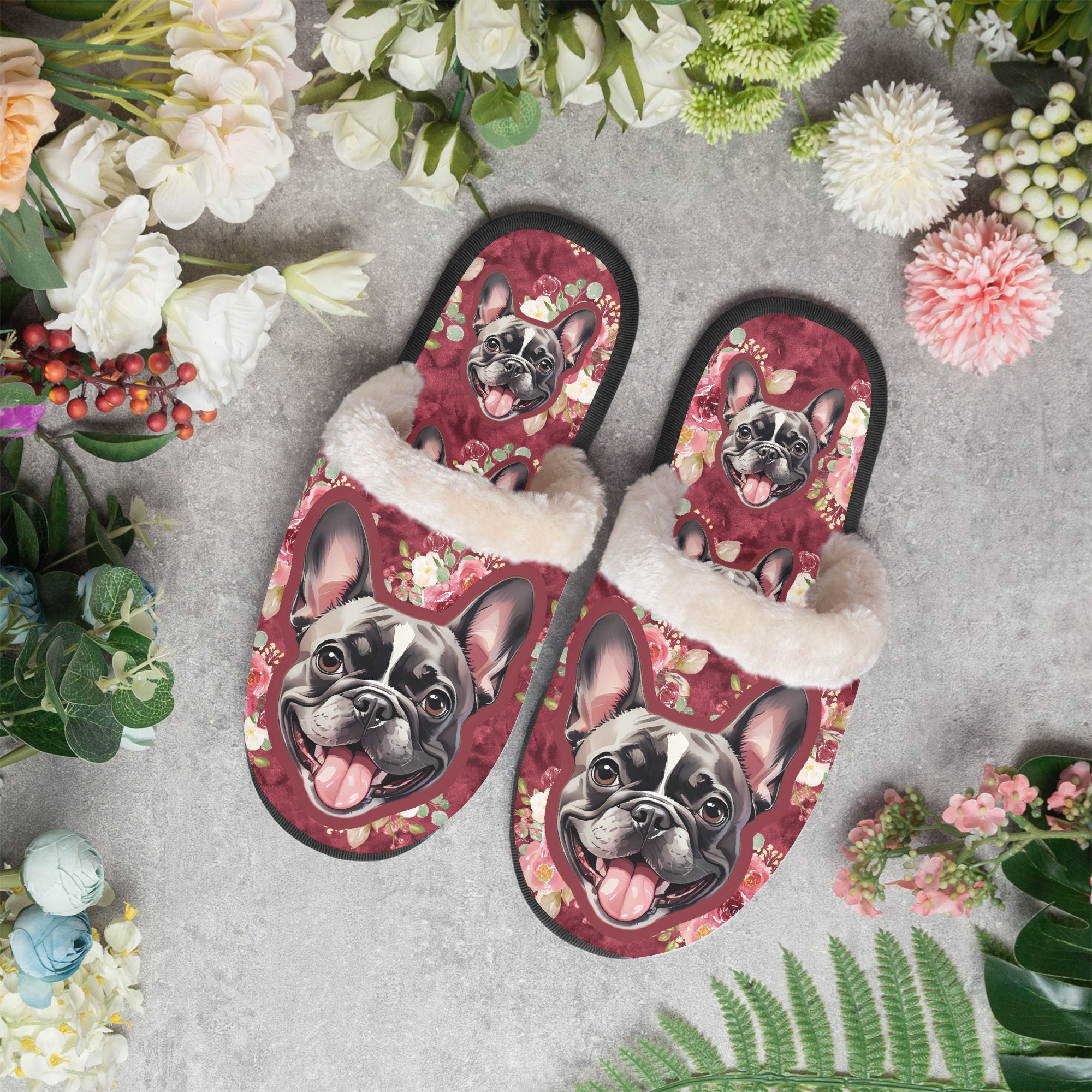 French Bulldog Amber Cozy Winter Slippers Frenchie Paw Protection