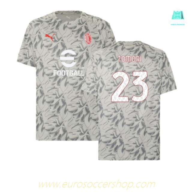 2025-2026 AC Milan Warm Up Jersey (Smokey Gray) (Tomori 23)