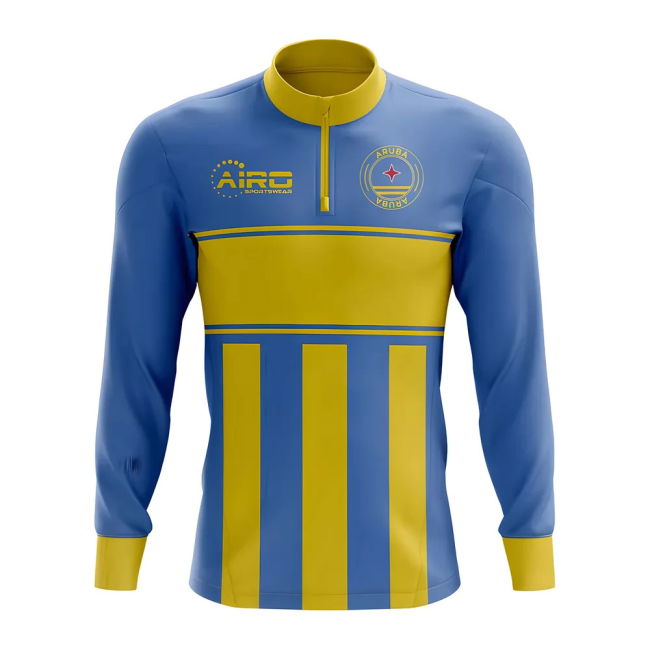 Aruba Concept Football Half Zip Midlayer Top (Sky Blue-Yellow)