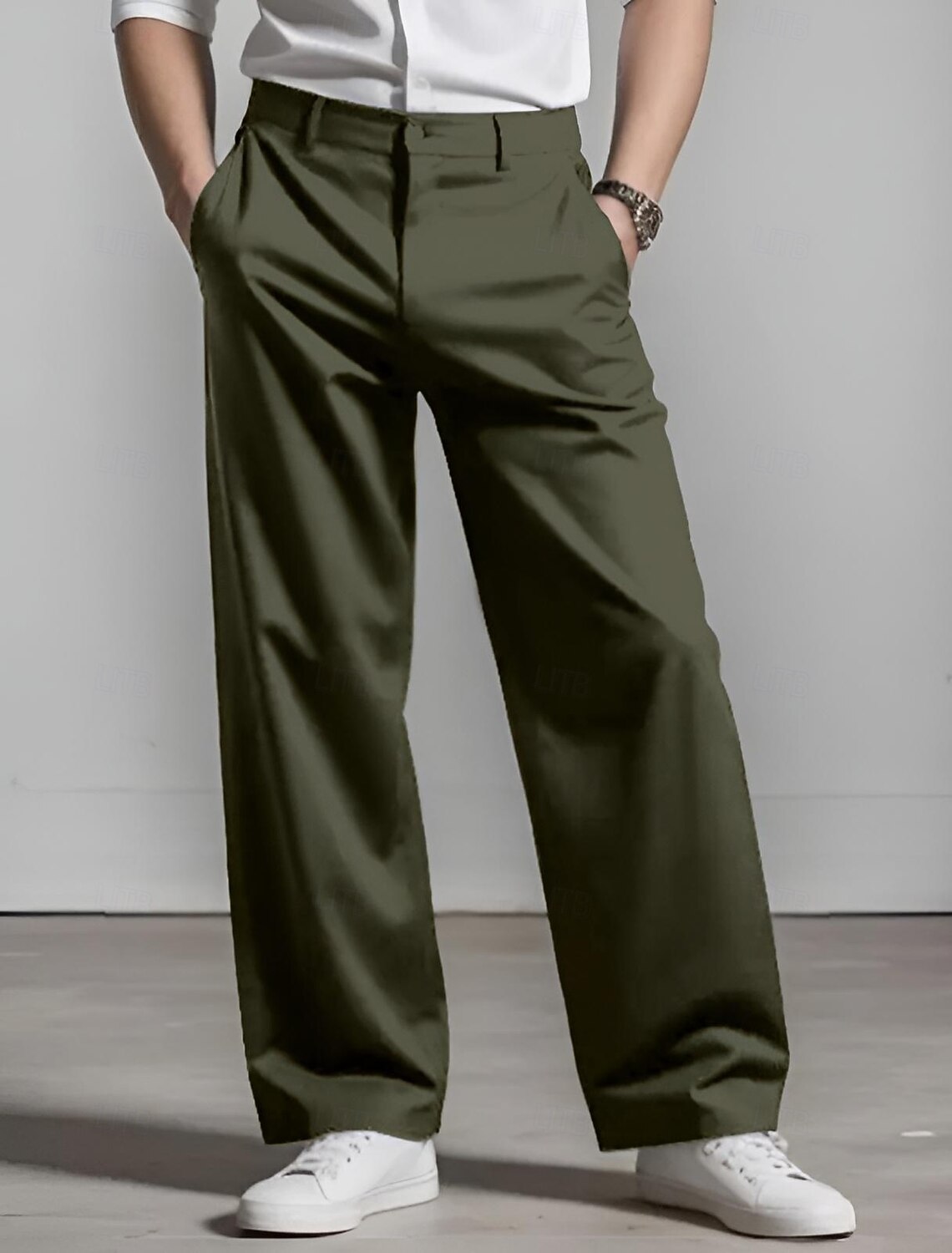 Men's Trousers Dress Pants Baggy Pants Suit Pants Pocket Straight Leg Plain Comfort Soft Full Length Daily Business Formal Fashion Streetwear Black White