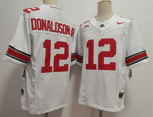 Men's OSU Buckeyes White 2025 game jersey None #12 authentic Jersey